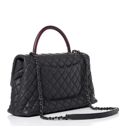 Chanel Caviar Lizard Quilted Medium Coco Handle Flap Grey 2 of 12