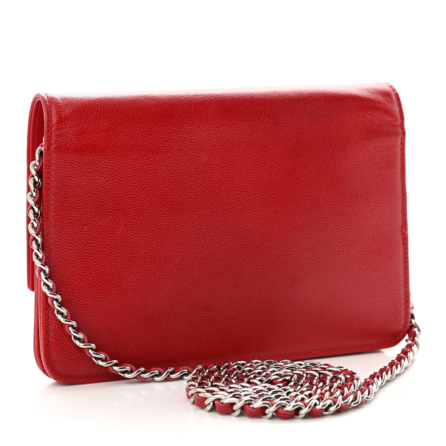 Chanel Caviar Sevruga Wallet on Chain WOC Red 3 of 15