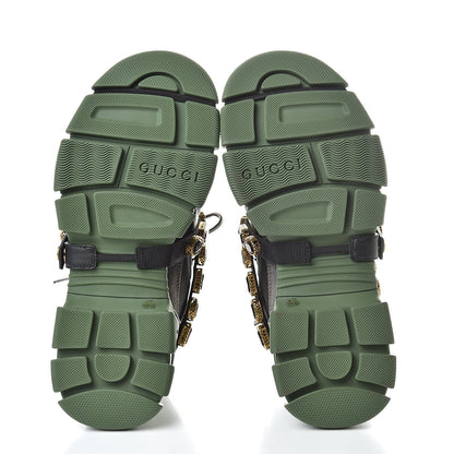Gucci X SEGA Mesh Suede Calfskin Removable Crystals Flashtrek Sneakers 39.5 Loess Black Olive Green 5 of 9