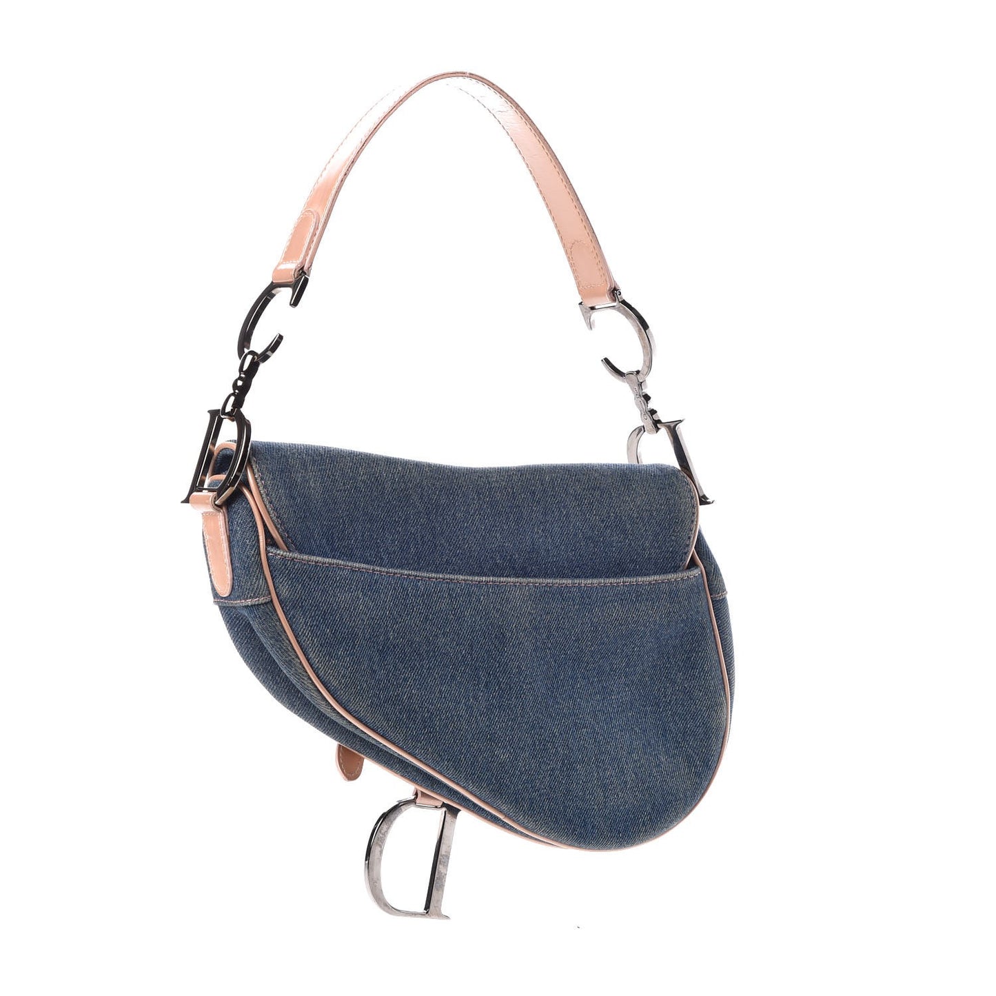 Patent Denim Jeans Saddle Bag Blue Pink