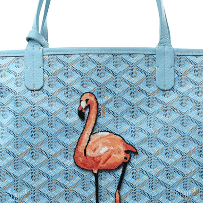 Goyard Goyardine Embroidered Flamingo Reversible Anjou PM Sky Blue 13 of 19