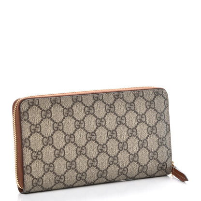 Gucci GG Supreme Monogram Cuoio Toscano Zip Around Organizer Wallet Beige Ebony Cuir 3 of 8