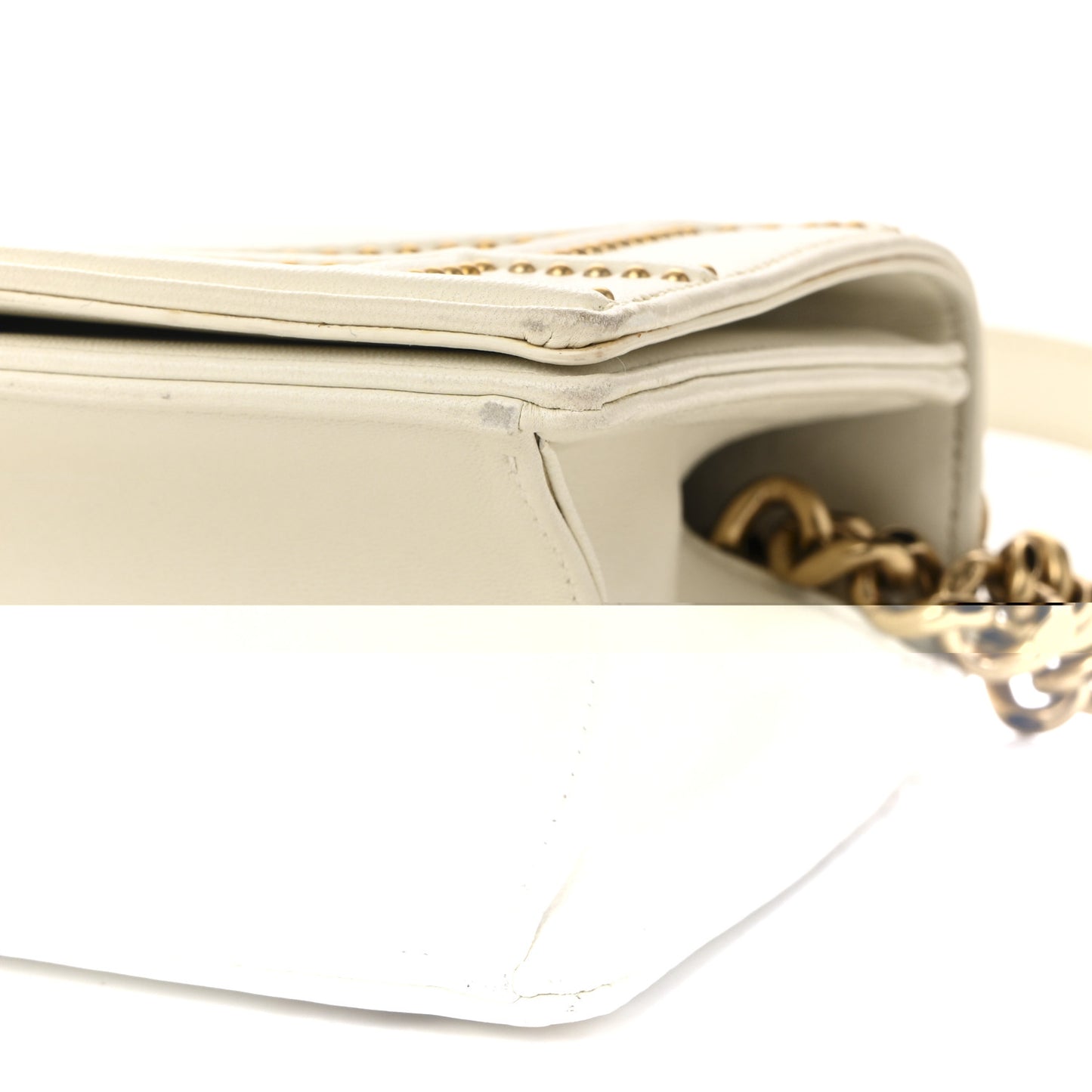 Lambskin Studded Small Diorama Flap Bag Latte