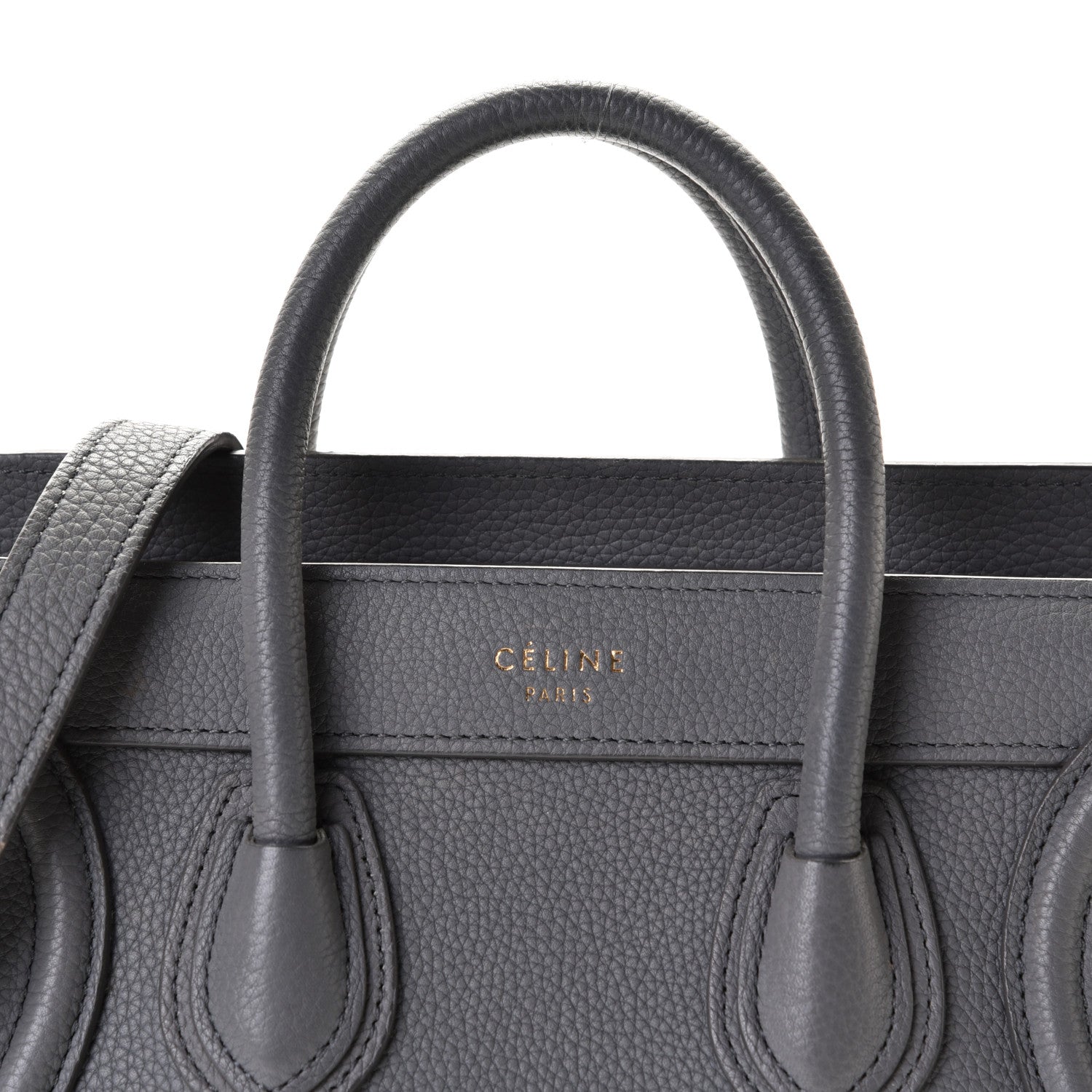 Celine Drummed Calfskin Nano Luggage Kohl 7 of 7