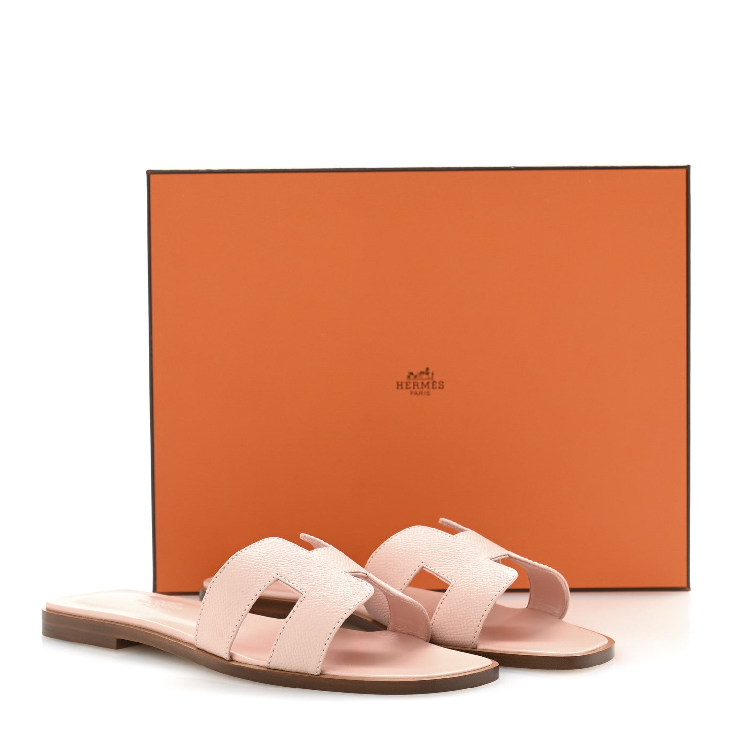 Hermes Epsom Oran Sandals 37 Rose Porcelaine 10 of 10