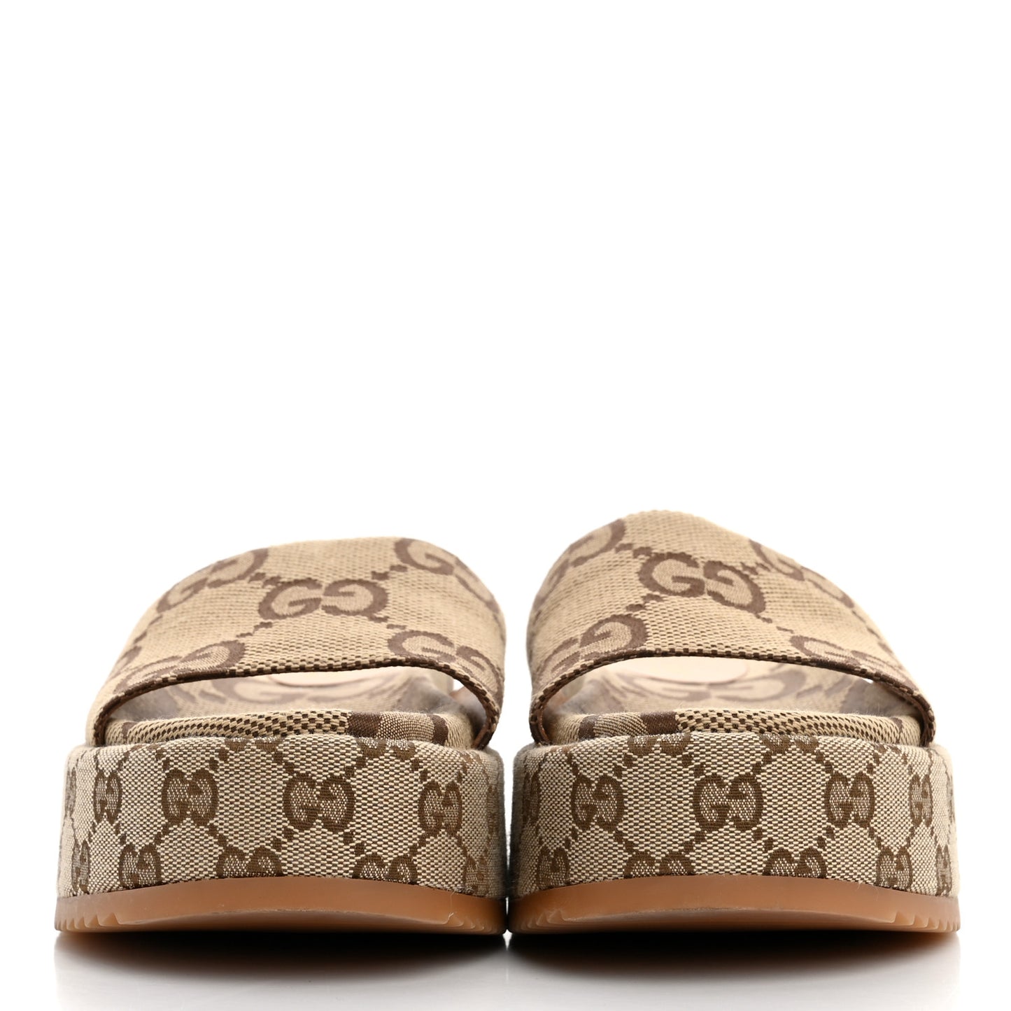 Monogram Maxi GG Angelina Platform 55mm Slide Sandals 39 Camel Ebony