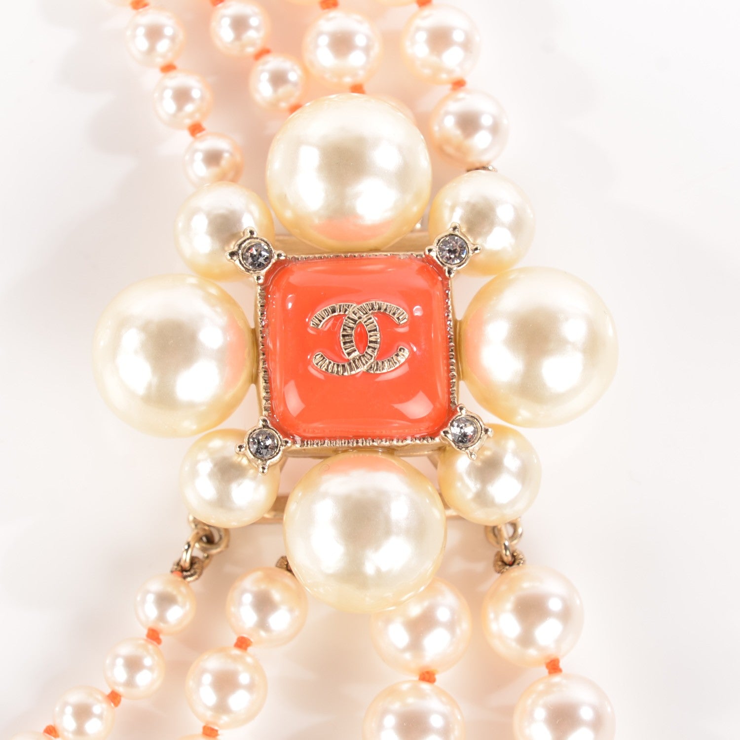 Chanel Pearl Multi Strand Long CC Necklace Gold 3 of 7
