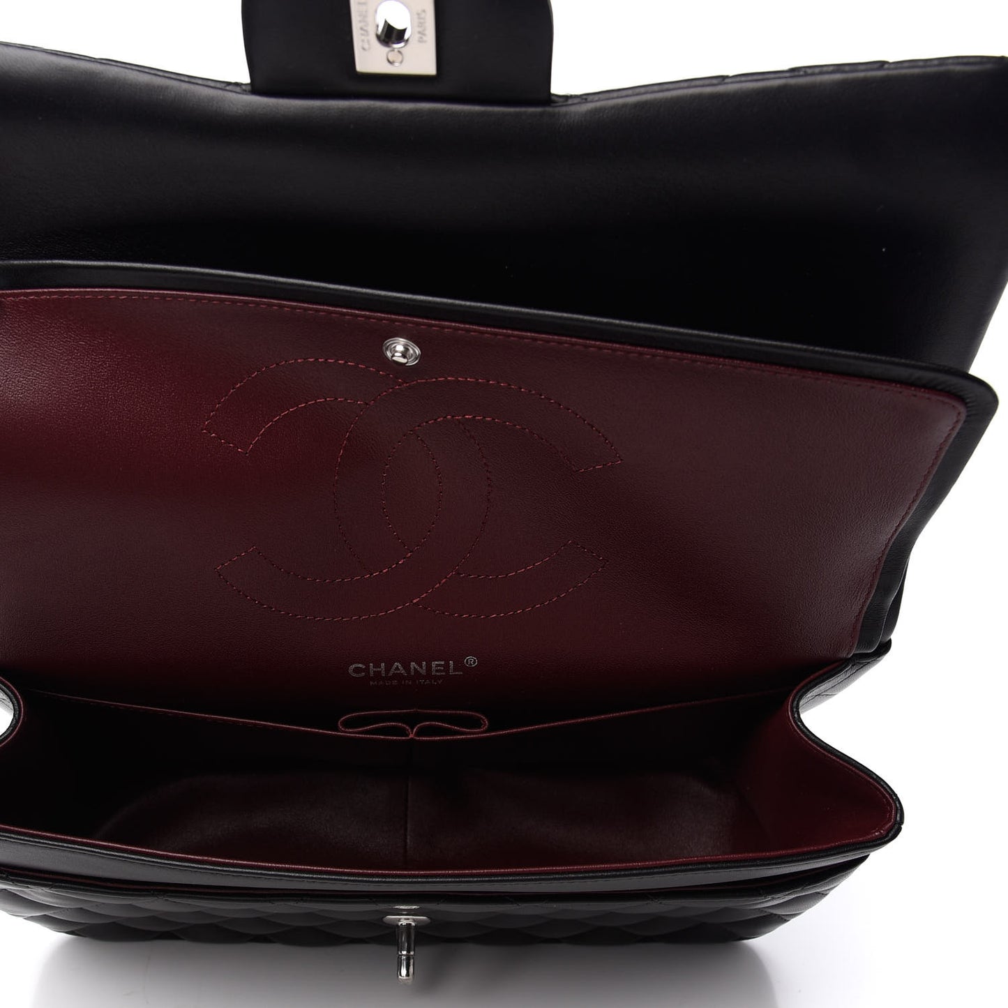 Lambskin Quilted Jumbo Double Flap Black