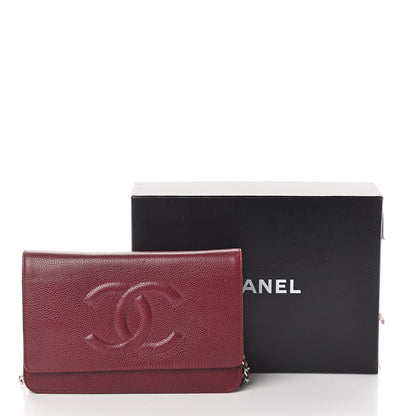 Chanel Caviar Timeless CC Wallet on Chain WOC Dark Red 9 of 9