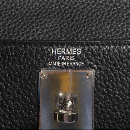 Hermes Taurillon Clemence Shoulder Kelly 40 Black 14 of 26