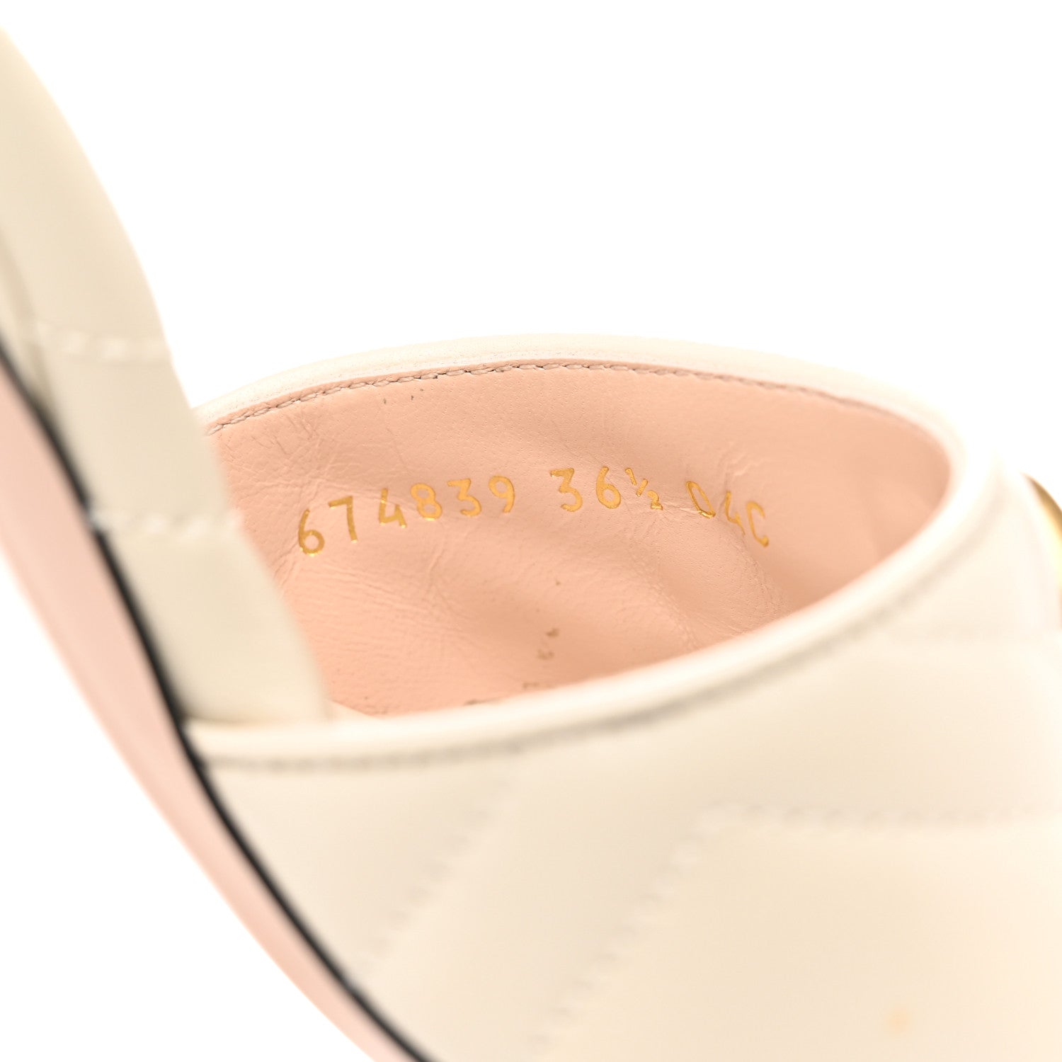 Gucci Nappa Matelasse GG Marmont 75mm Slide Sandals 36.5 Mystic White 8 of 9