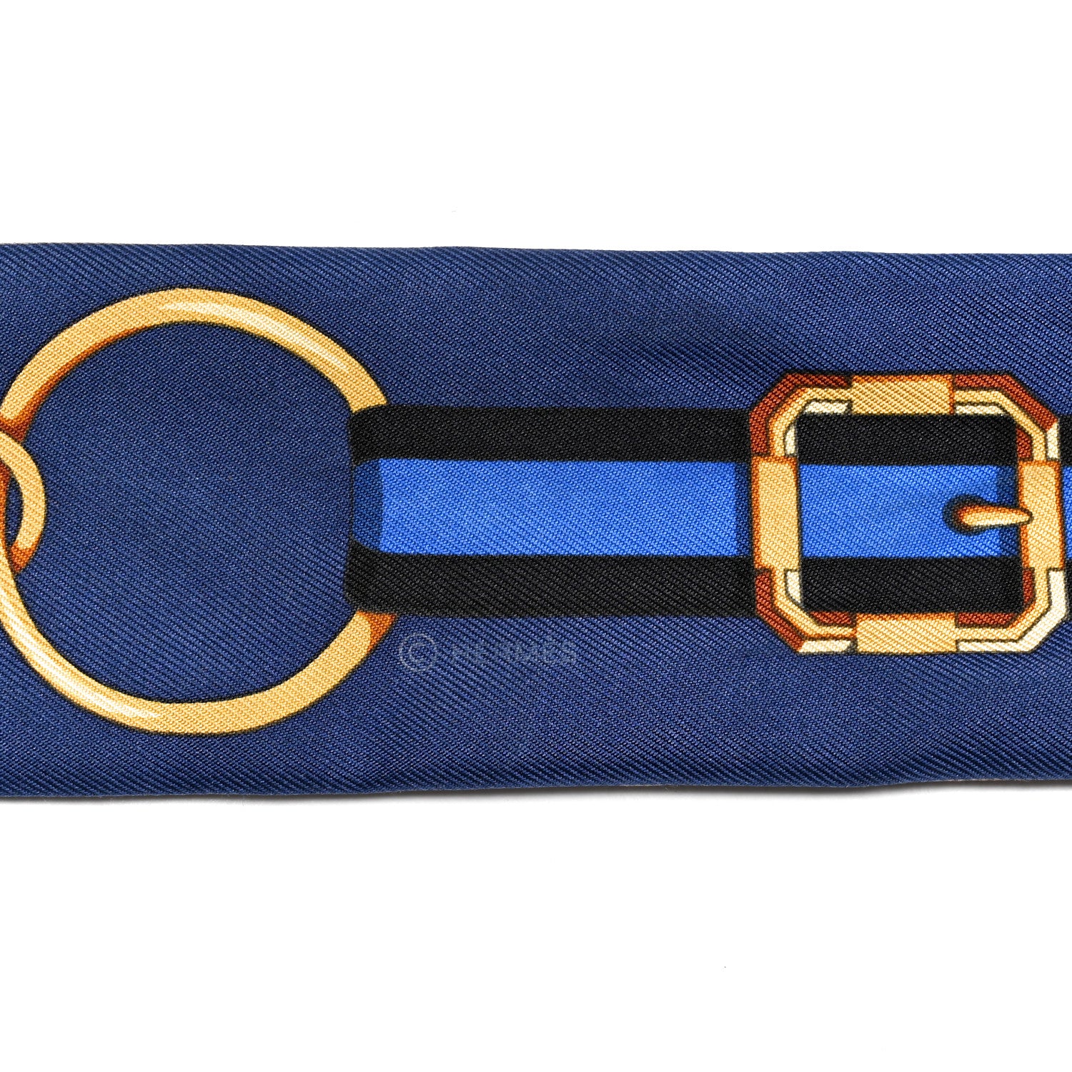 Hermes Silk Grand Tralala Twilly Marron Glacé Marine Gold 3 of 4