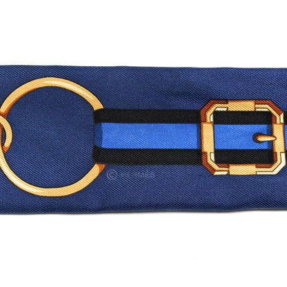 Hermes Silk Grand Tralala Twilly Marron Glacé Marine Gold 3 of 4
