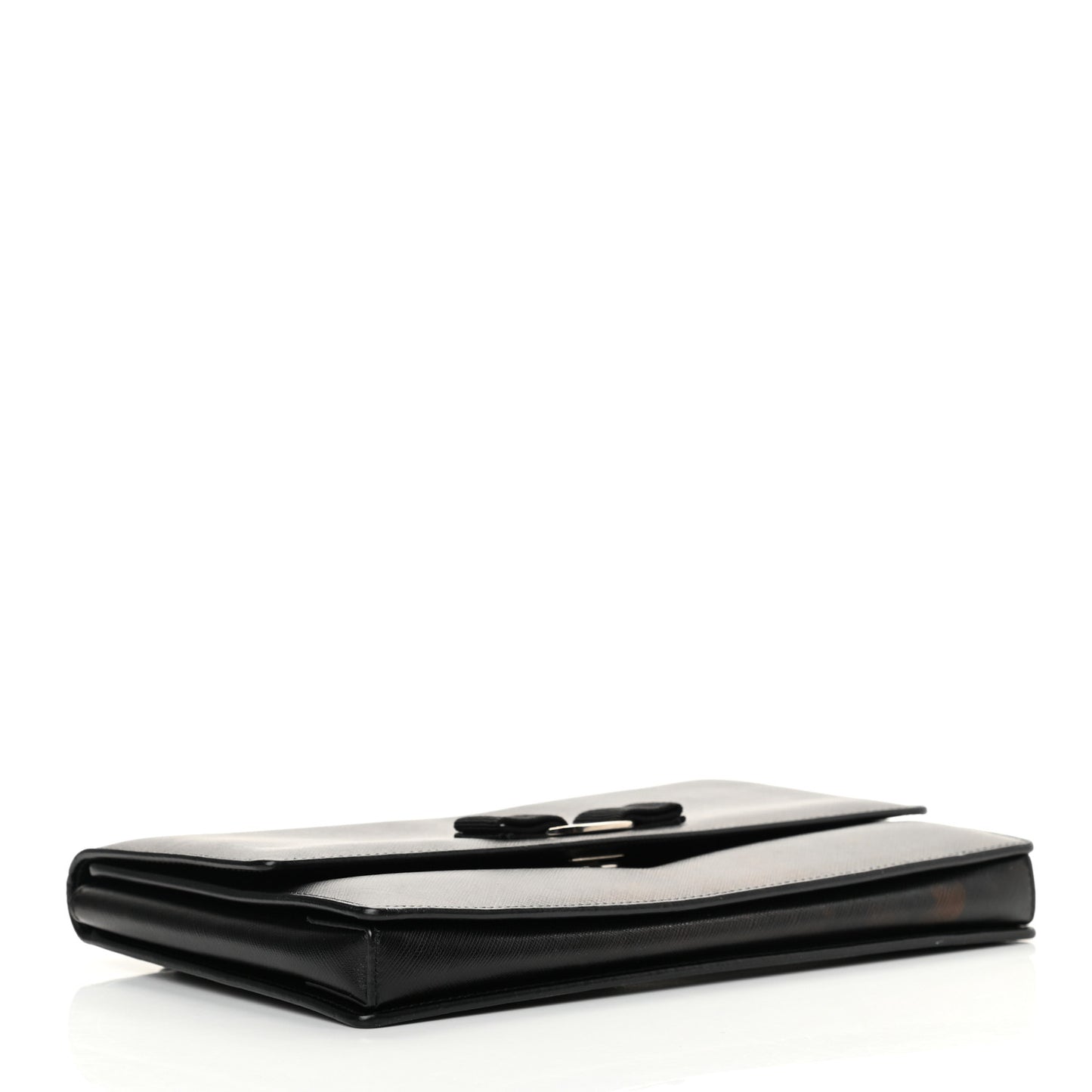 Printed Calfskin Vara Bow Chain Flap Crossbody Black