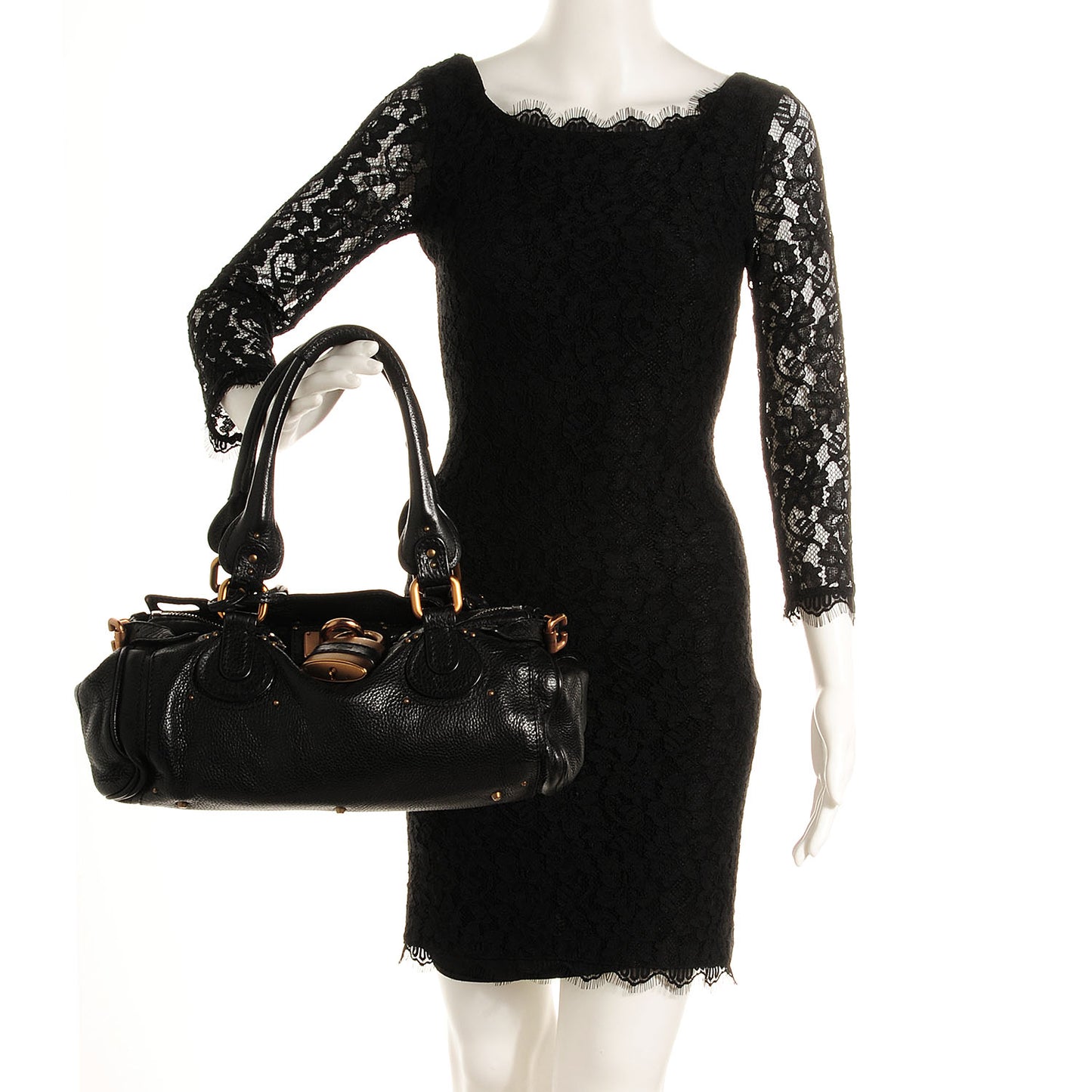 Leather Medium Paddington Satchel Black
