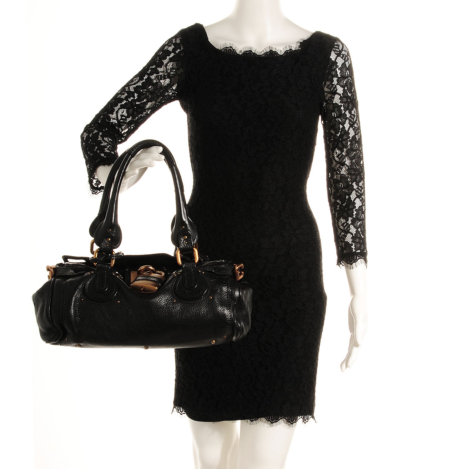 Chloe Leather Medium Paddington Satchel Black 2 of 12