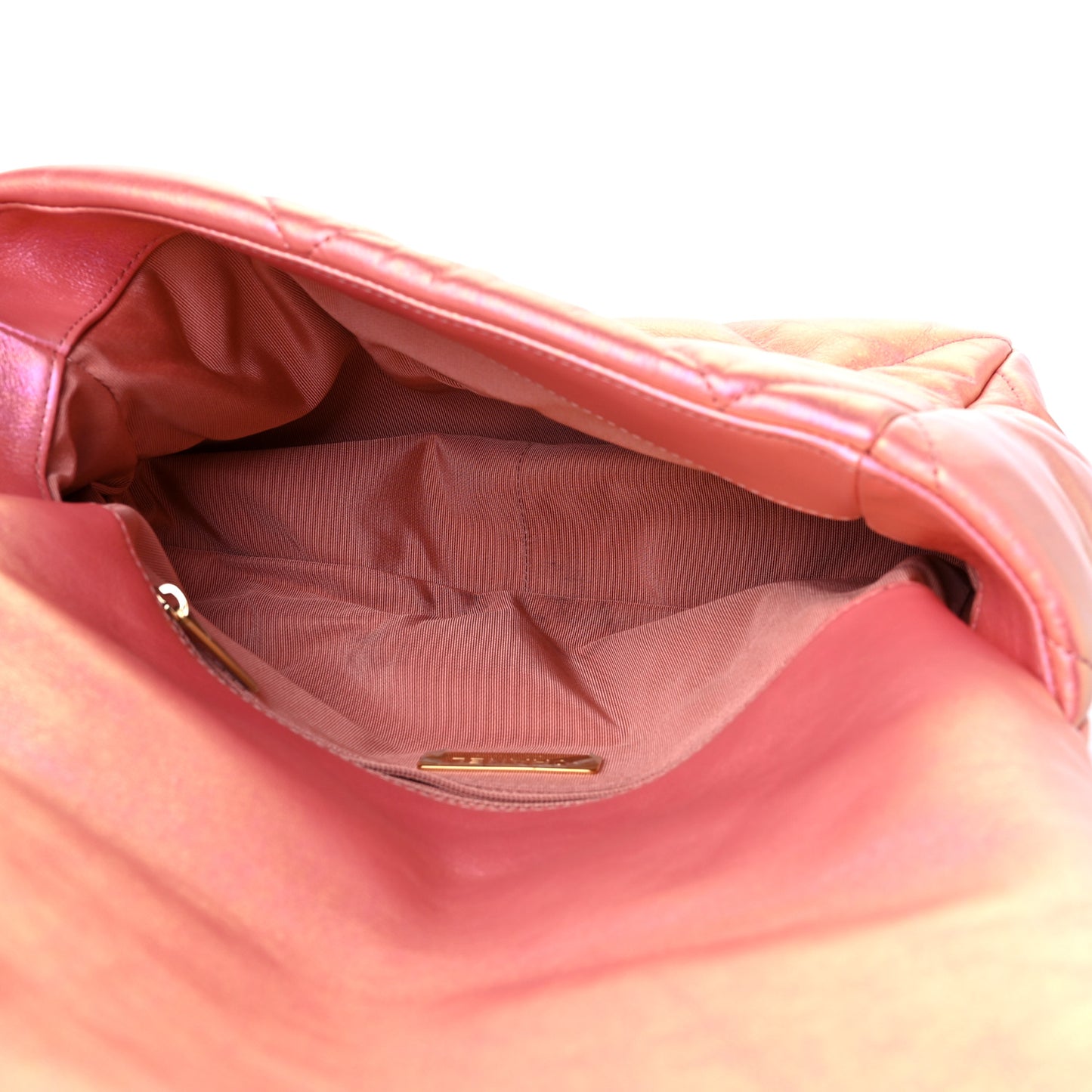 Iridescent Lambskin Quilted Large Chanel 19 Flap Pink