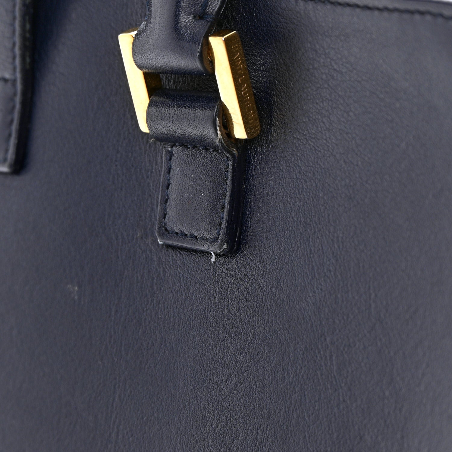 Saint Laurent Smooth Calfskin Small Monogram Cabas Navy 15 of 23
