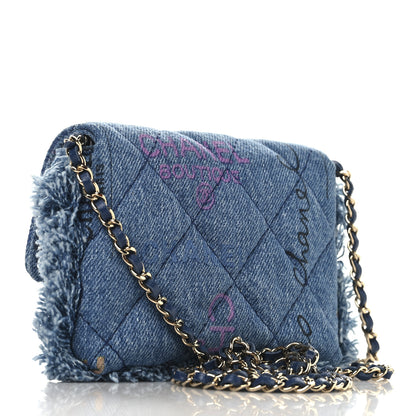 Chanel Denim Quilted Denim Mood Clutch With Chain Blue Multicolor 3 of 11