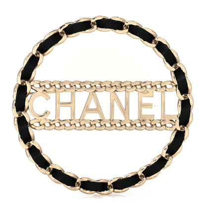 Chanel Lambskin Chain Logo Brooch Black Gold 1 of 4