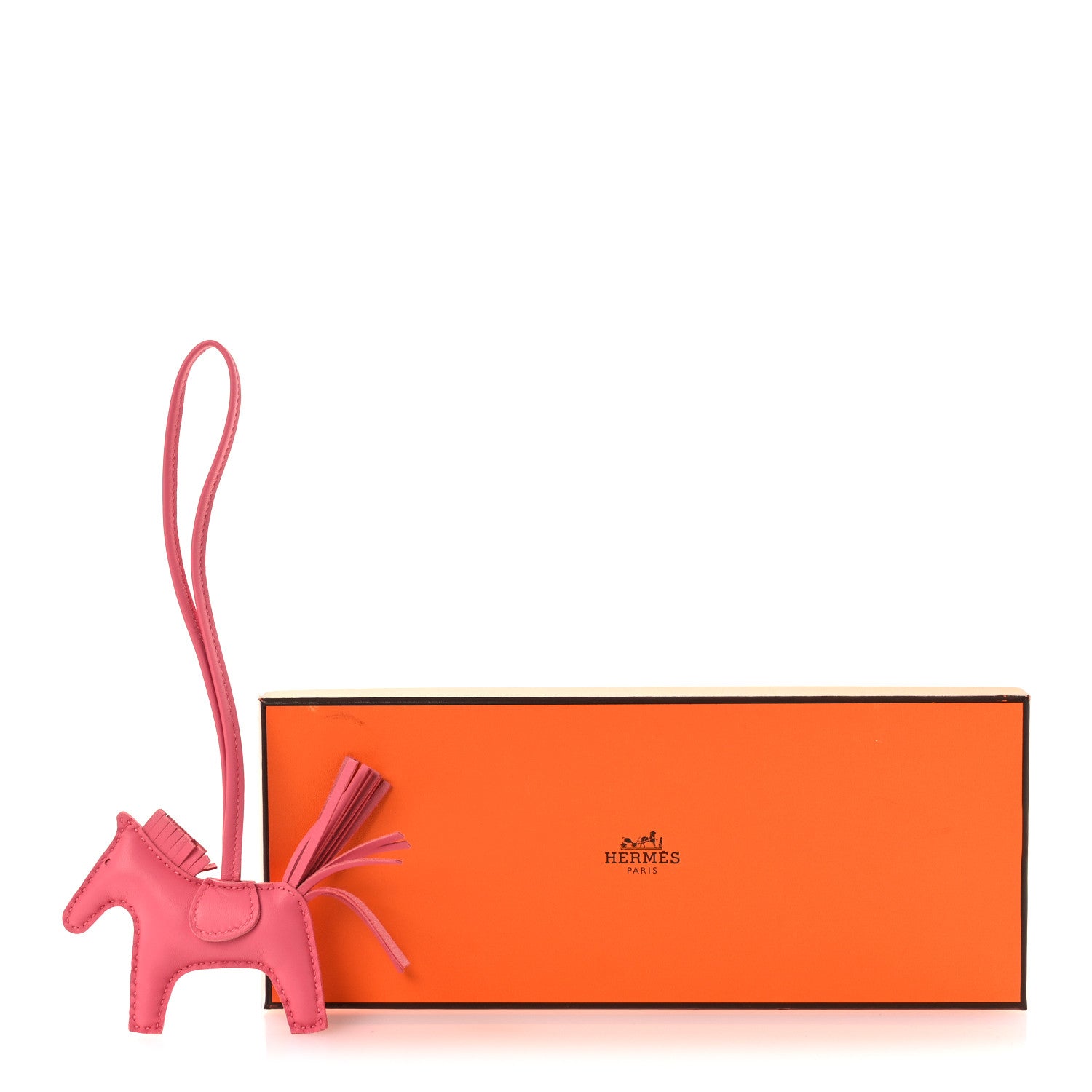 Hermes Milo Lambskin Grigri Rodeo Horse Bag Charm PM Rose Azalee 5 of 5
