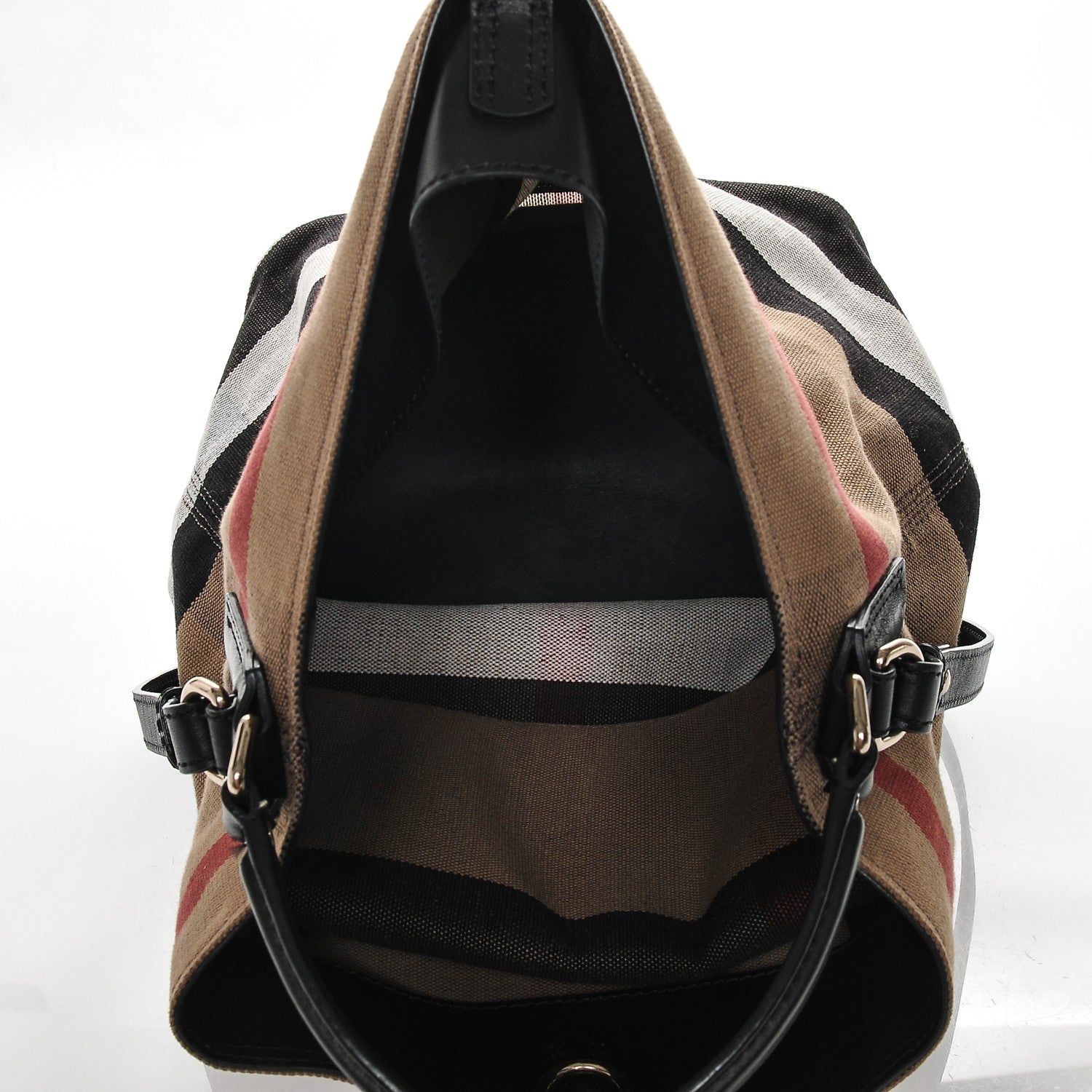 Burberry Canvas Mega Check Medium Ashby Hobo Black 6 of 7