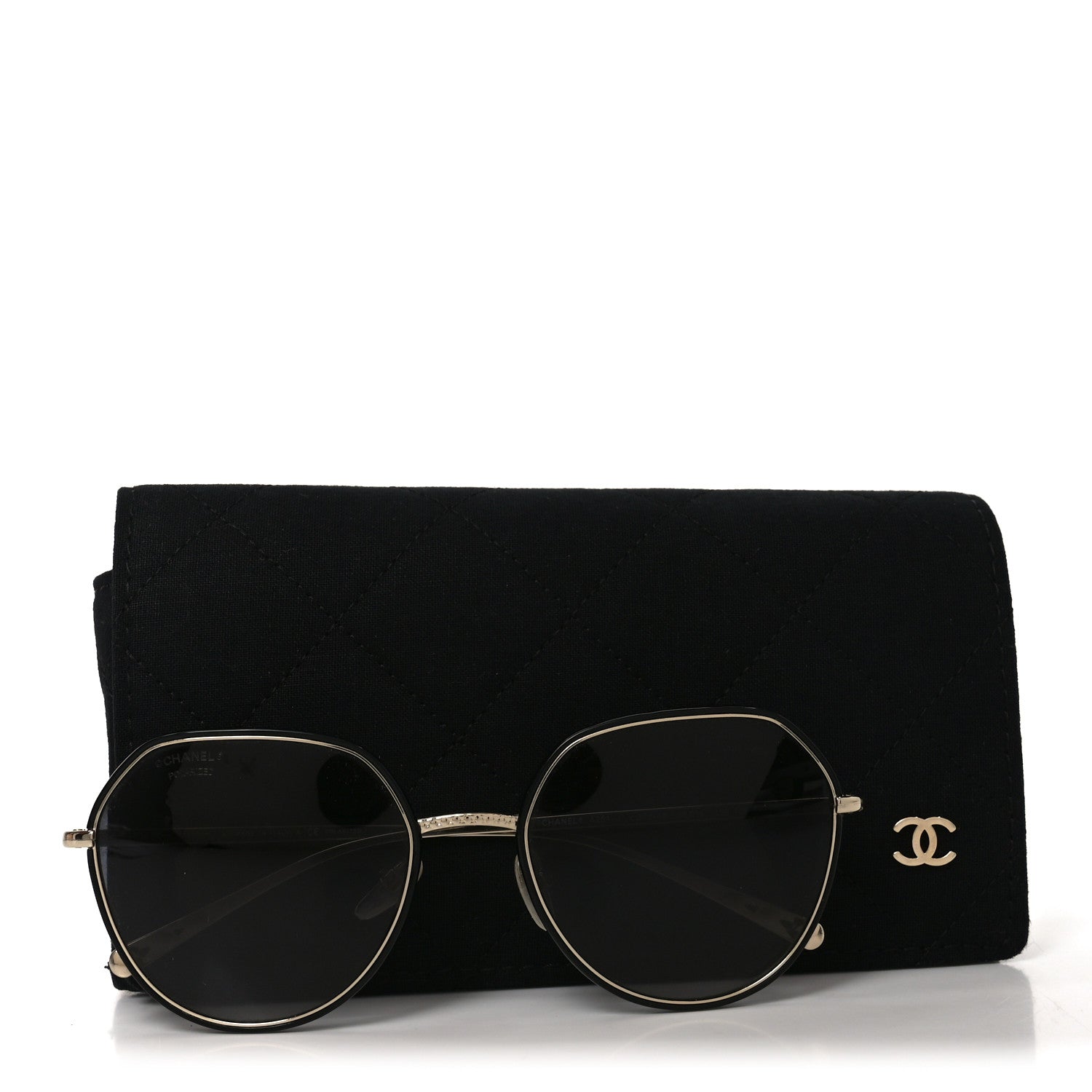Chanel Metal Polarized Round Sunglasses 4251-J Gold Black 1868912