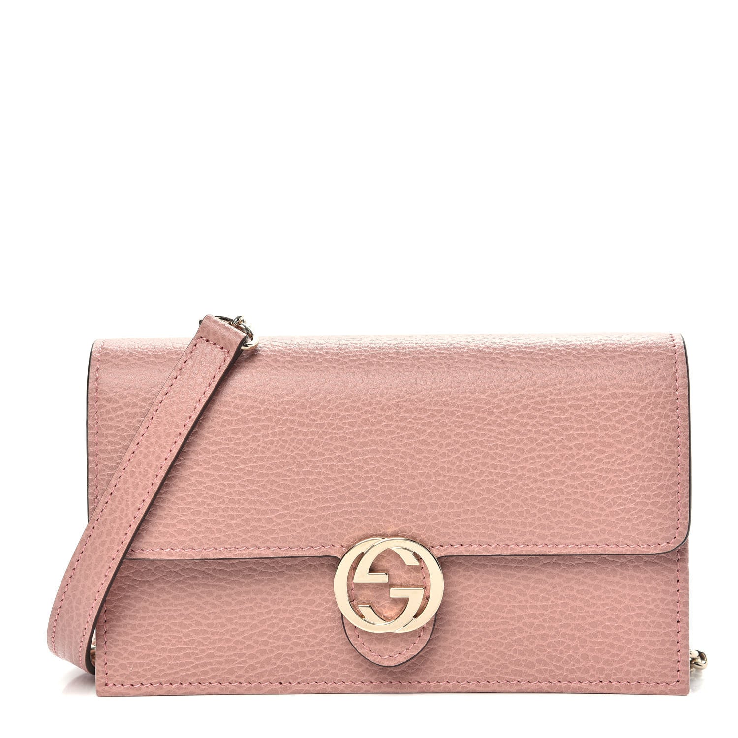 Gucci Dollar Calfskin Interlocking G Chain Wallet Soft Pink 1 of 9