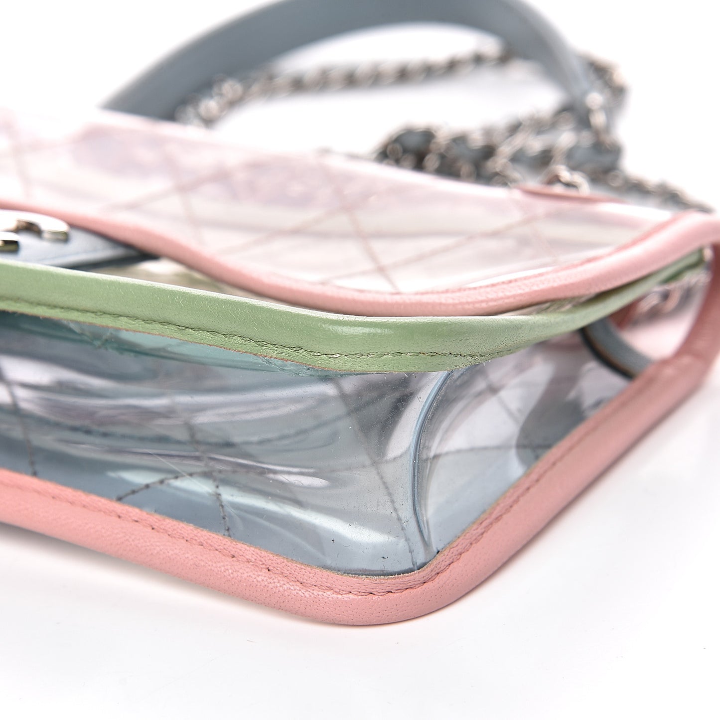 Lambskin PVC Quilted Mini Coco Splash Flap Blue Green
