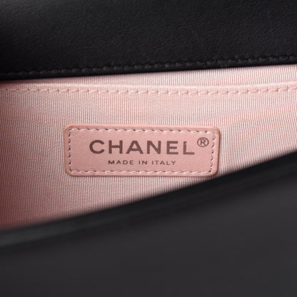 Chanel Calfskin Pearl Chevron Small Boy Flap Black 9 of 11