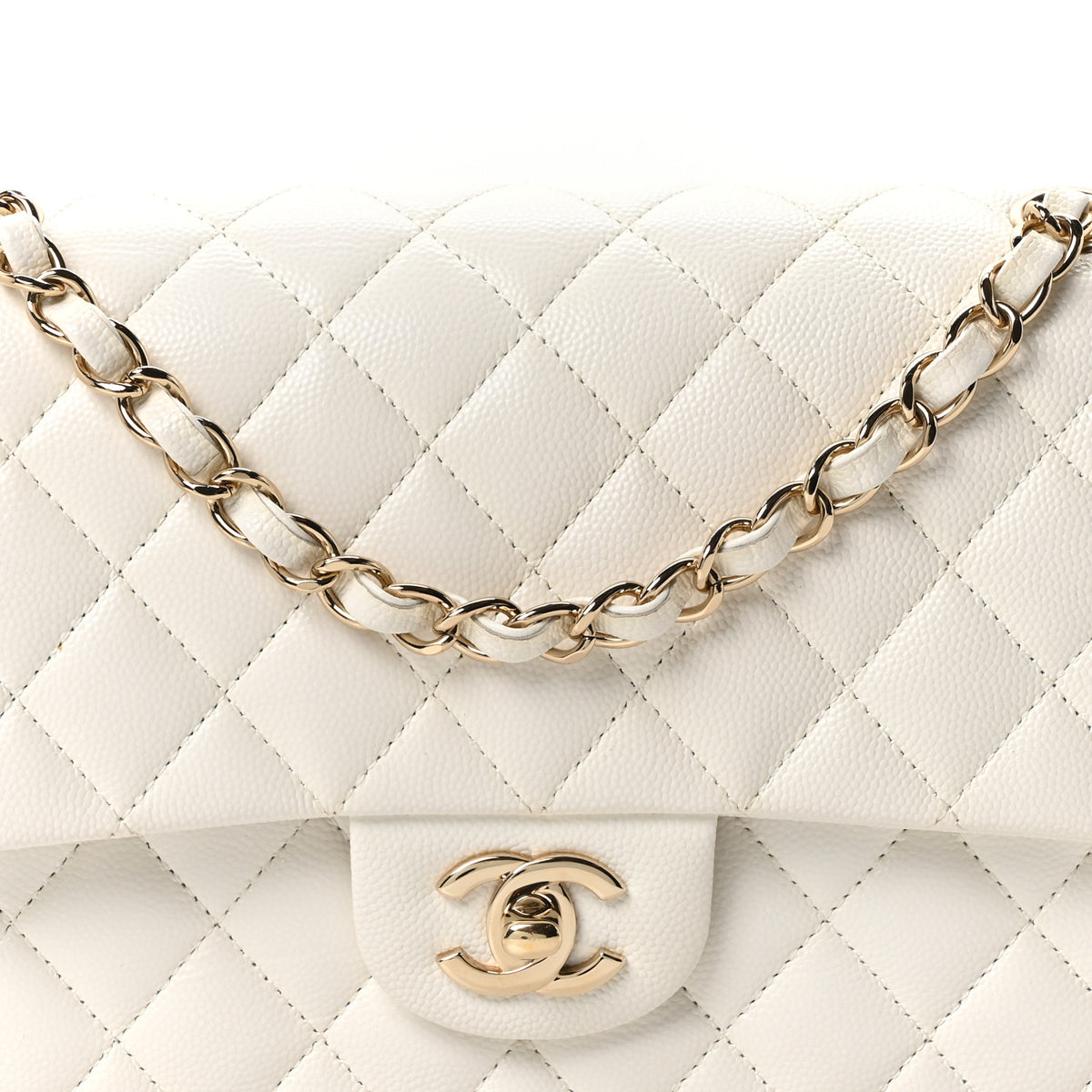 Chanel Caviar Quilted Medium Double Flap White 8 of 10