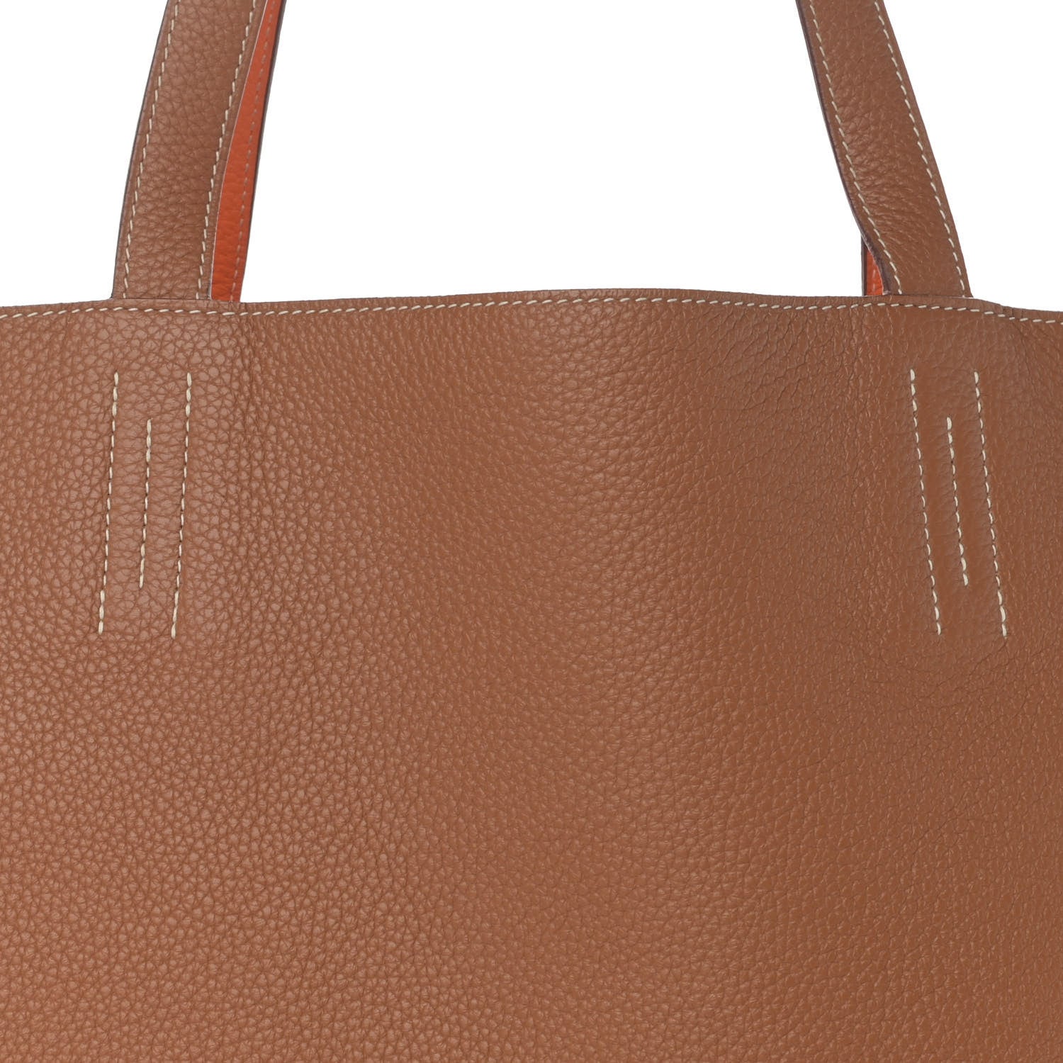 Hermes Taurillon Clemence Double Sens 45 Reversible Tote Orange Gold 11 of 17