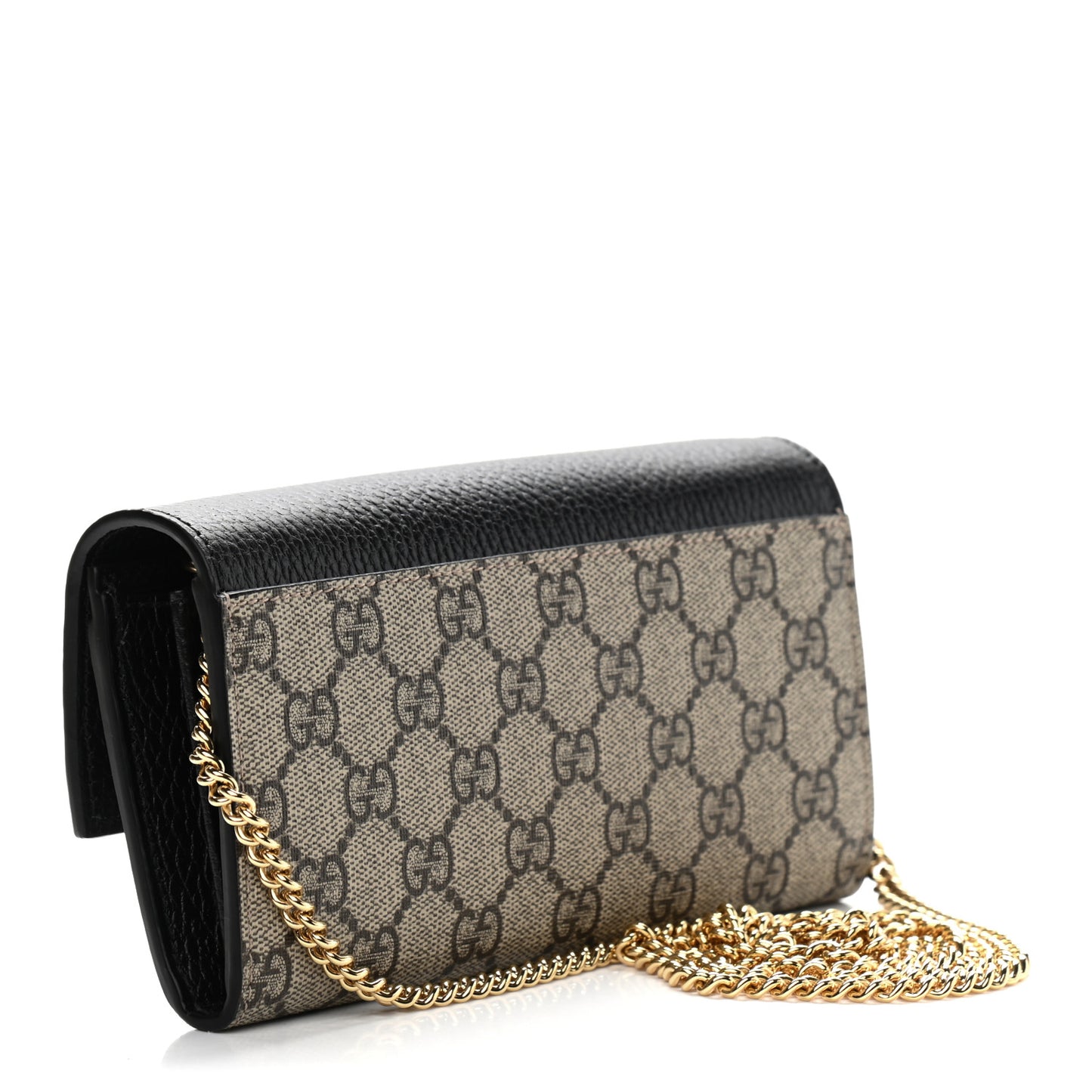 Dollar Calfskin GG Supreme Monogram Petite GG Marmont Wallet Chain Bag Black Beige Ebony