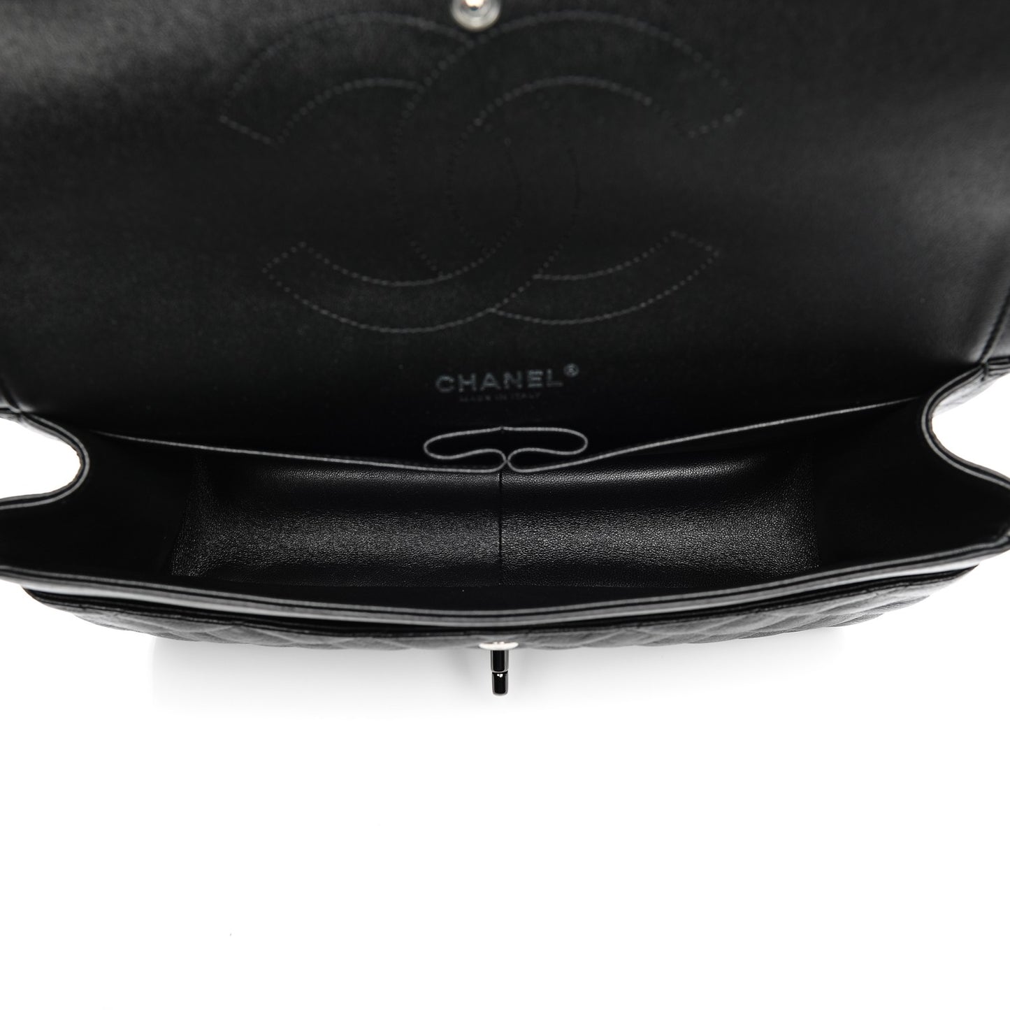 Crumpled Calfskin Quilted Jumbo Double Flap So Black