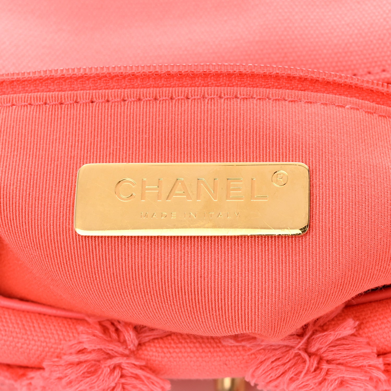 Chanel Cotton Canvas Quilted Medium Chanel 19 Flap Coral 6 of 10