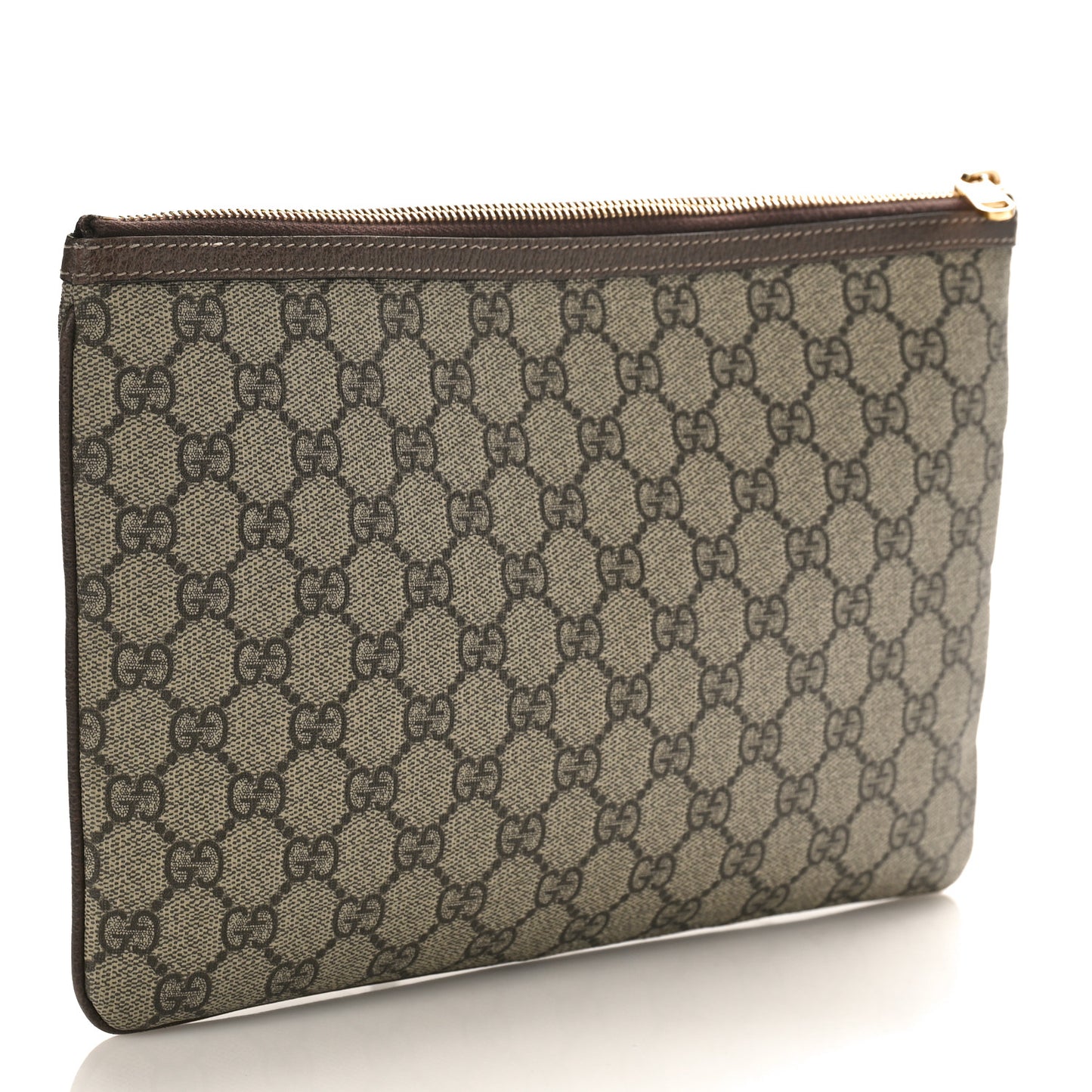 GG Supreme Monogram Large Ophidia Pouch Clutch Brown