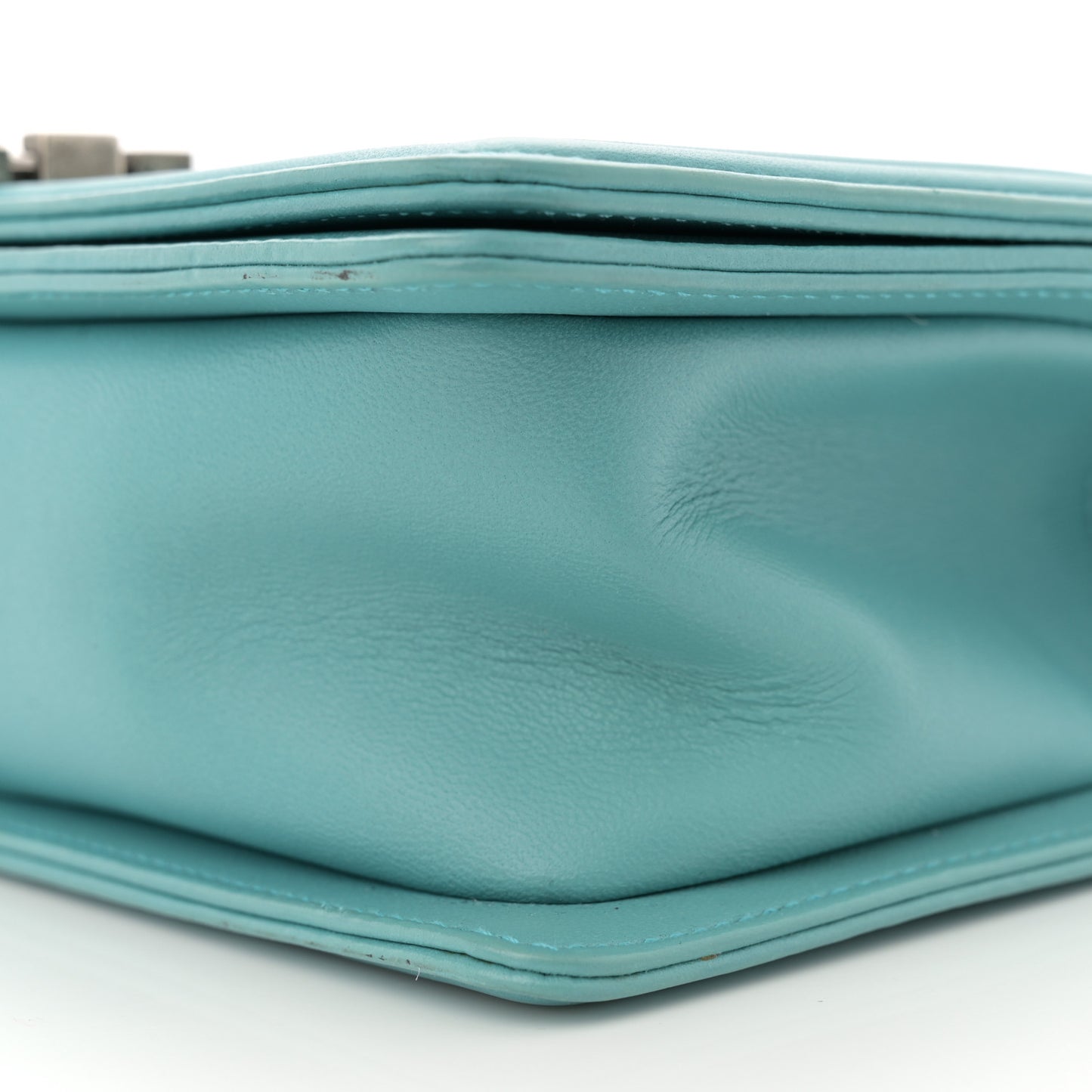 Calfskin Quilted Medium Boy Flap Turquoise