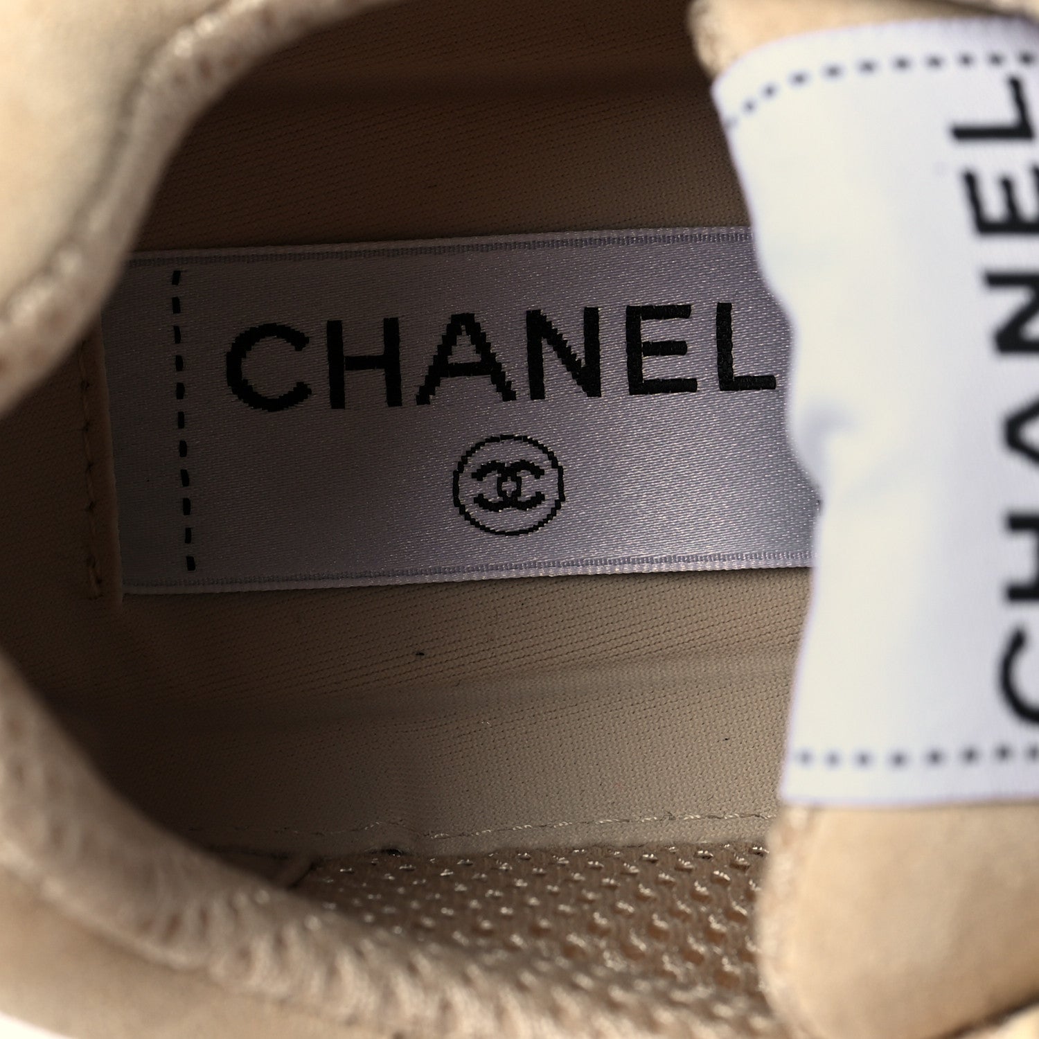Chanel Suede Calfskin Logo Sneakers 37.5 Beige 6 of 9