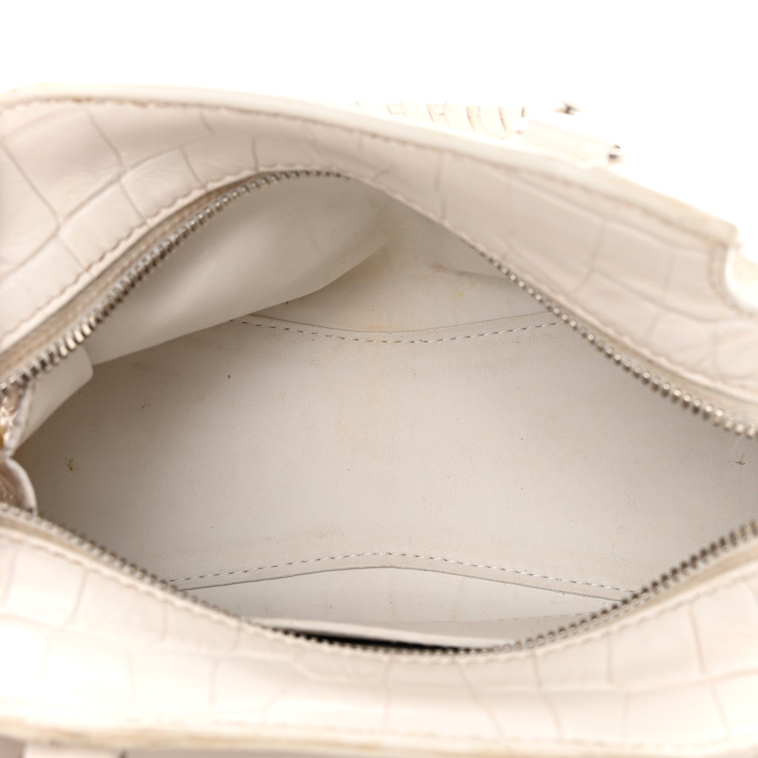 Balenciaga Extra Supple Calfskin Crocodile Embossed Neo Classic Silver Hardware Mini City White 5 of 17