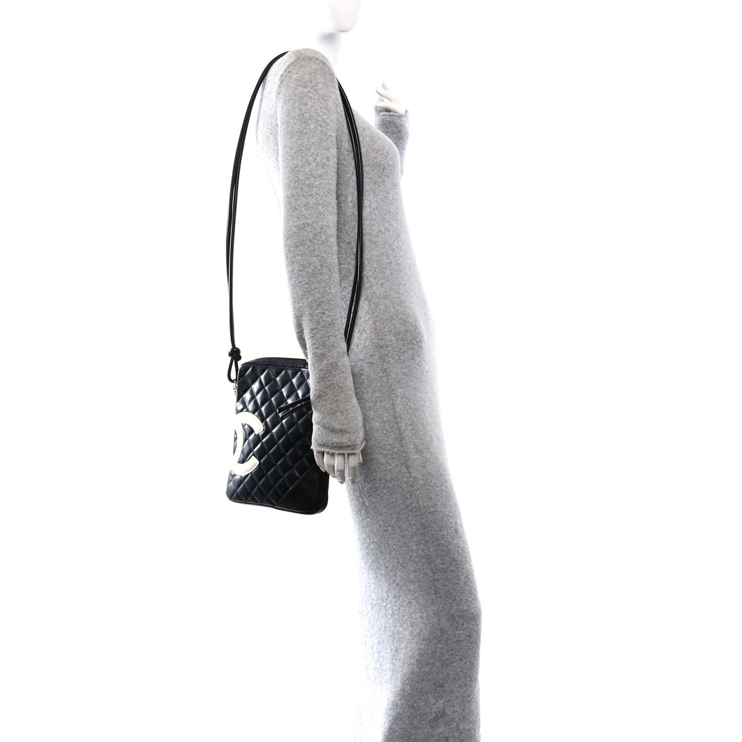 Calfskin Quilted Medium Cambon Messenger Black White
