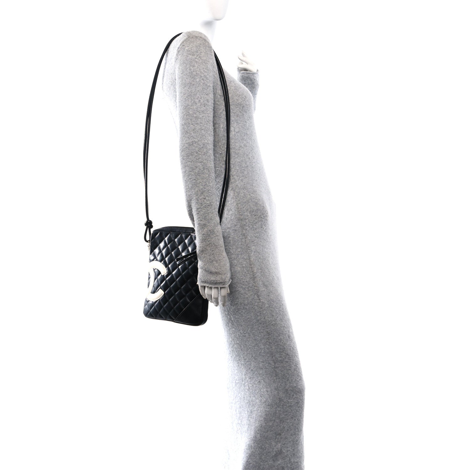 Chanel Calfskin Quilted Medium Cambon Messenger Black White 2 of 10