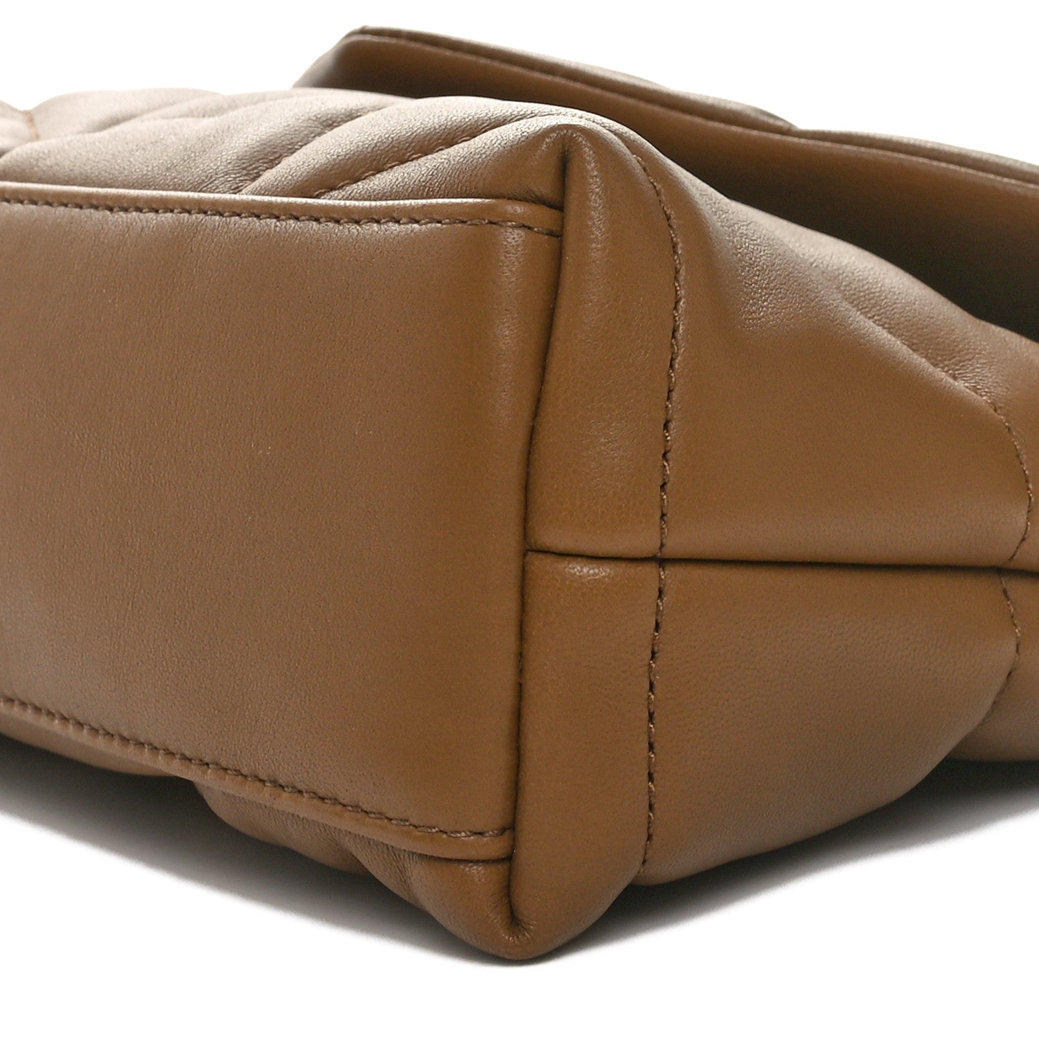 Saint Laurent Lambskin Quilted Toy Loulou Puffer Monogram Chain Satchel Dark Cork 10 of 11