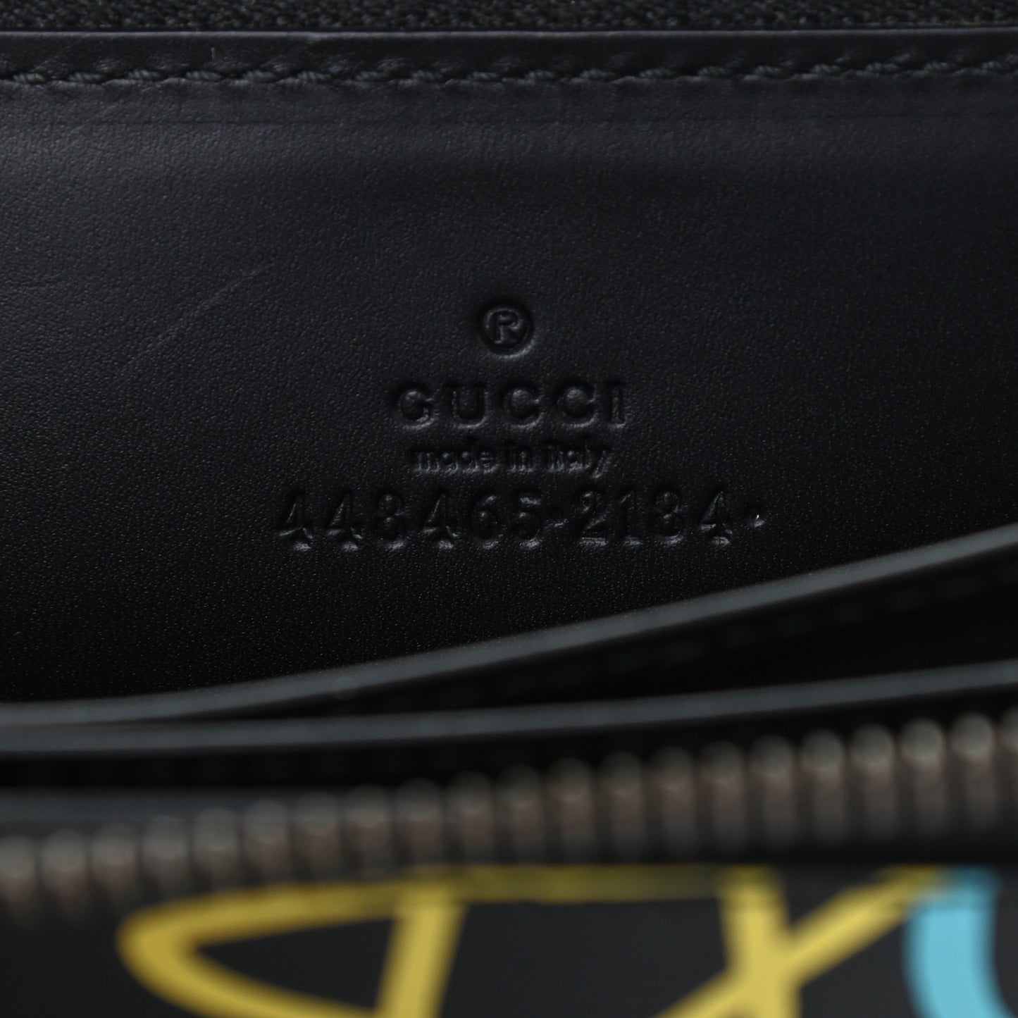 Calfskin GucciGhost Zip Around Card Case Black New Acquamarine