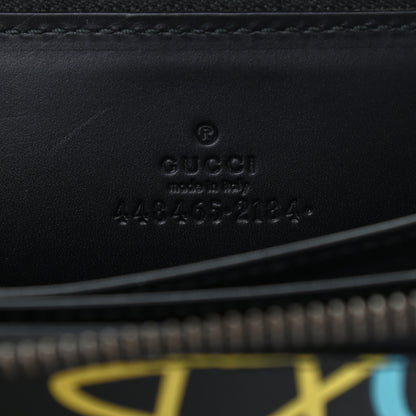 Gucci Calfskin GucciGhost Zip Around Card Case Black New Acquamarine 7 of 7