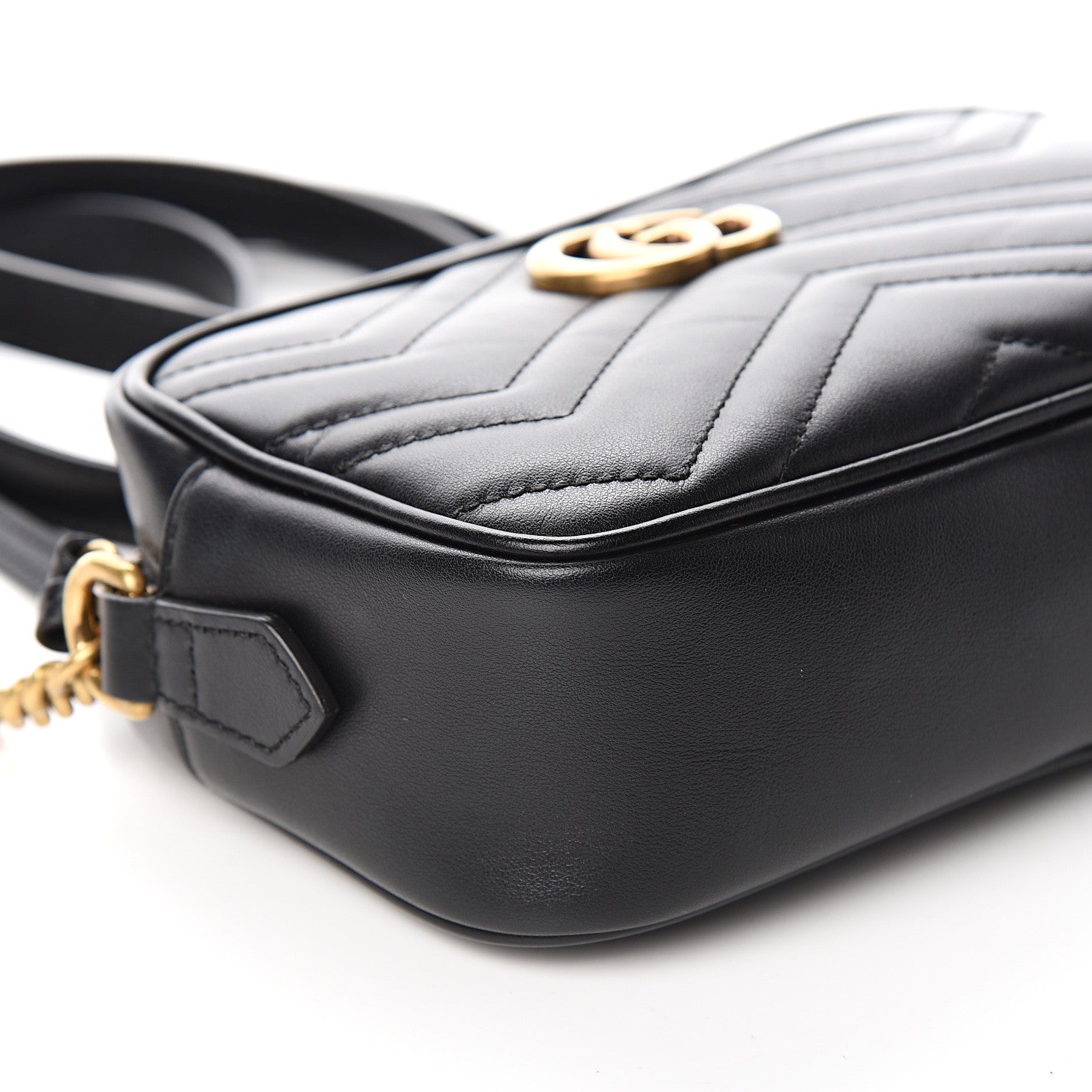 Gucci Calfskin Matelasse Mini GG Marmont Chain Shoulder Bag Black 7 of 10