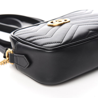 Gucci Calfskin Matelasse Mini GG Marmont Chain Shoulder Bag Black 7 of 10