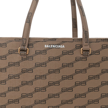 Balenciaga Coated Canvas BB Monogram Medium Signature East West Shopper Bag Beige Brown 8 of 11
