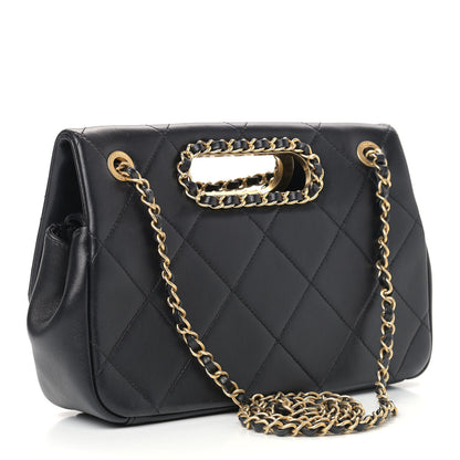 Chanel Lambskin Small Chain Handle Flap Bag Black 2 of 9