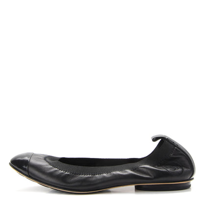 Chanel Lambskin Patent CC Elastic Cap Toe Ballerina Flats 36 Black 1 of 9