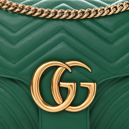 Gucci Calfskin Matelasse Medium GG Marmont Shoulder Bag Emerald Green 8 of 12